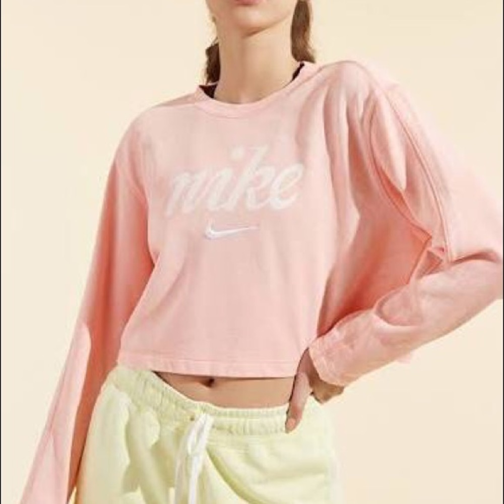 NIKE Neon Washed Crop Crew Sweatshirt Size M NWOT